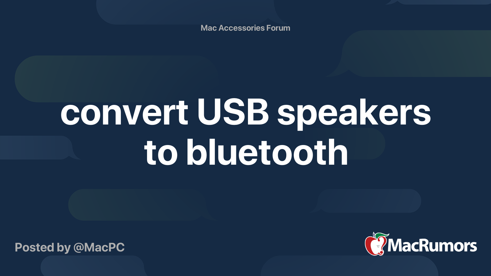 convert USB speakers to bluetooth MacRumors Forums