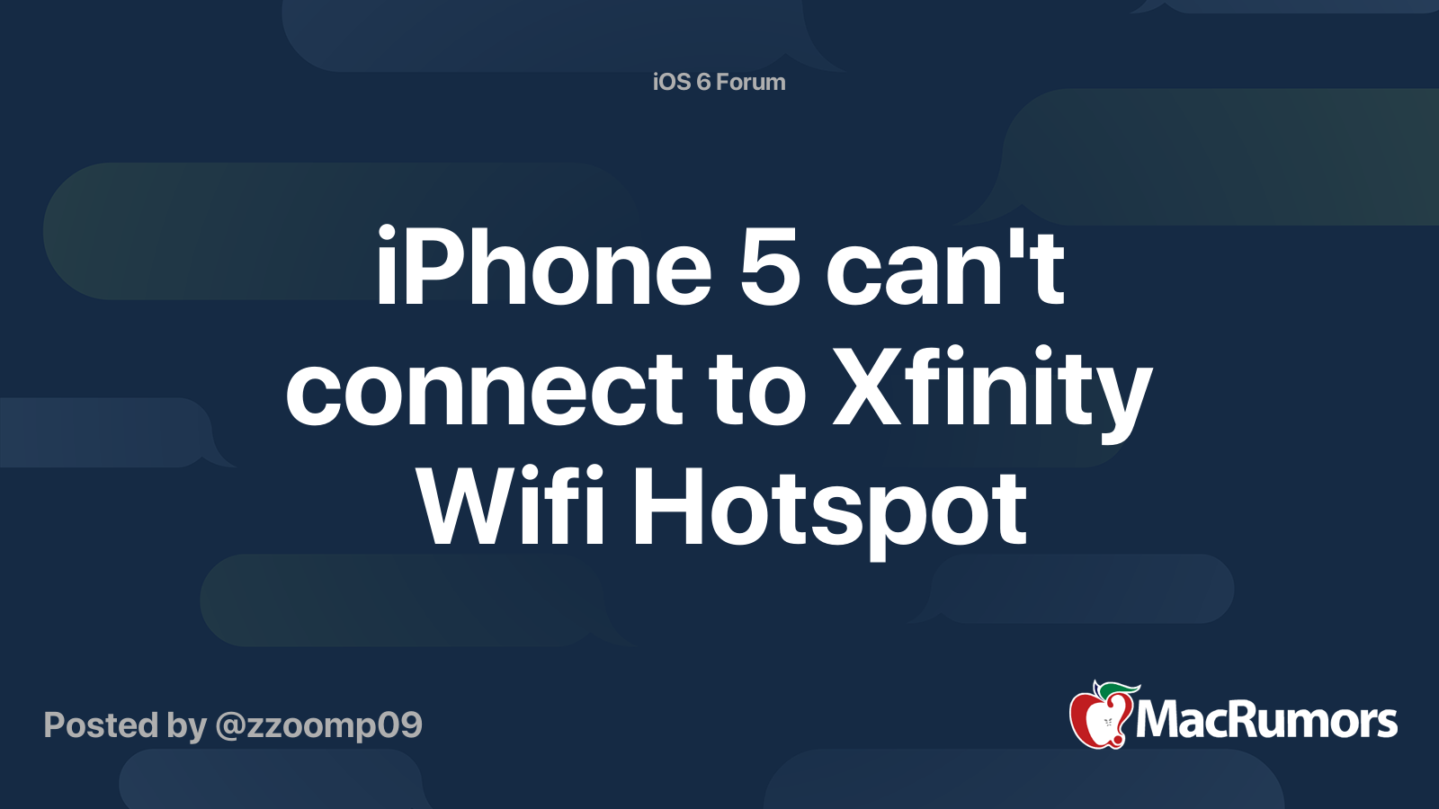 iPhone 5 can't connect to Xfinity Wifi Hotspot MacRumors Forums