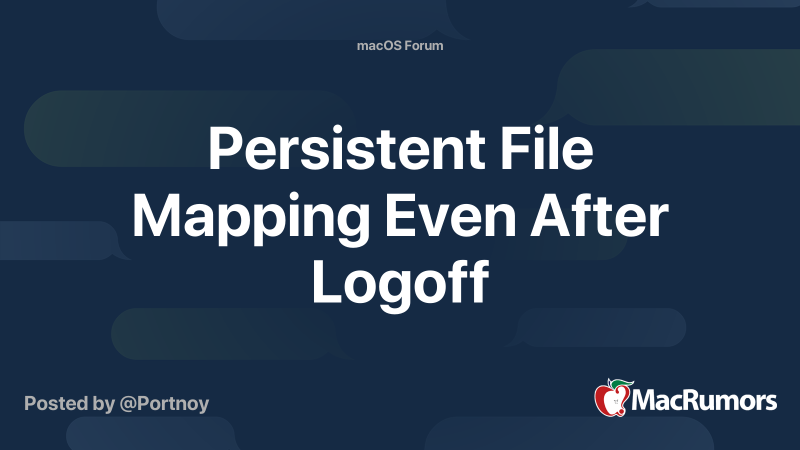 Persistent File Mapping Even After Logoff | MacRumors Forums