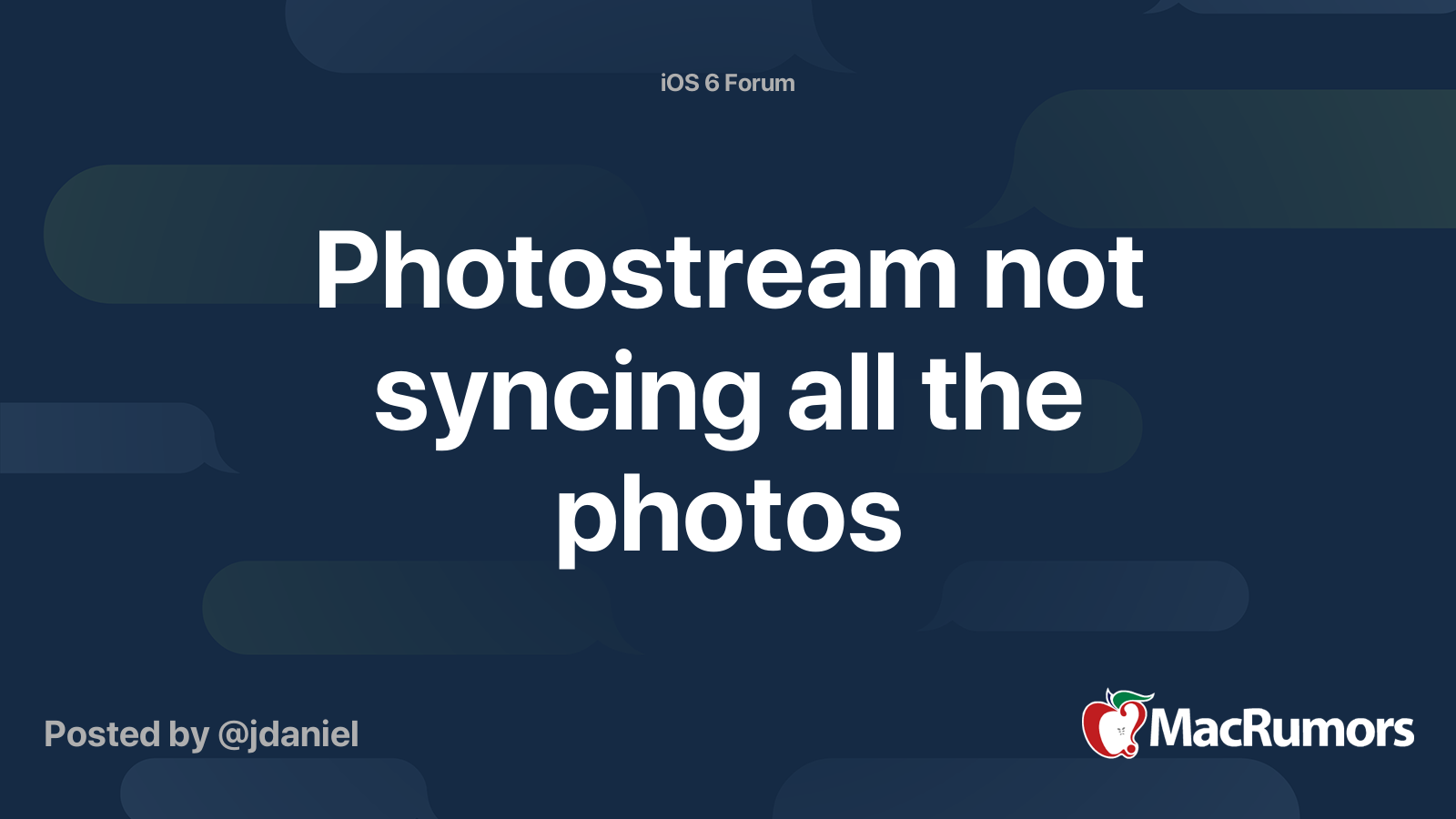 Photostream not syncing all the photos MacRumors Forums