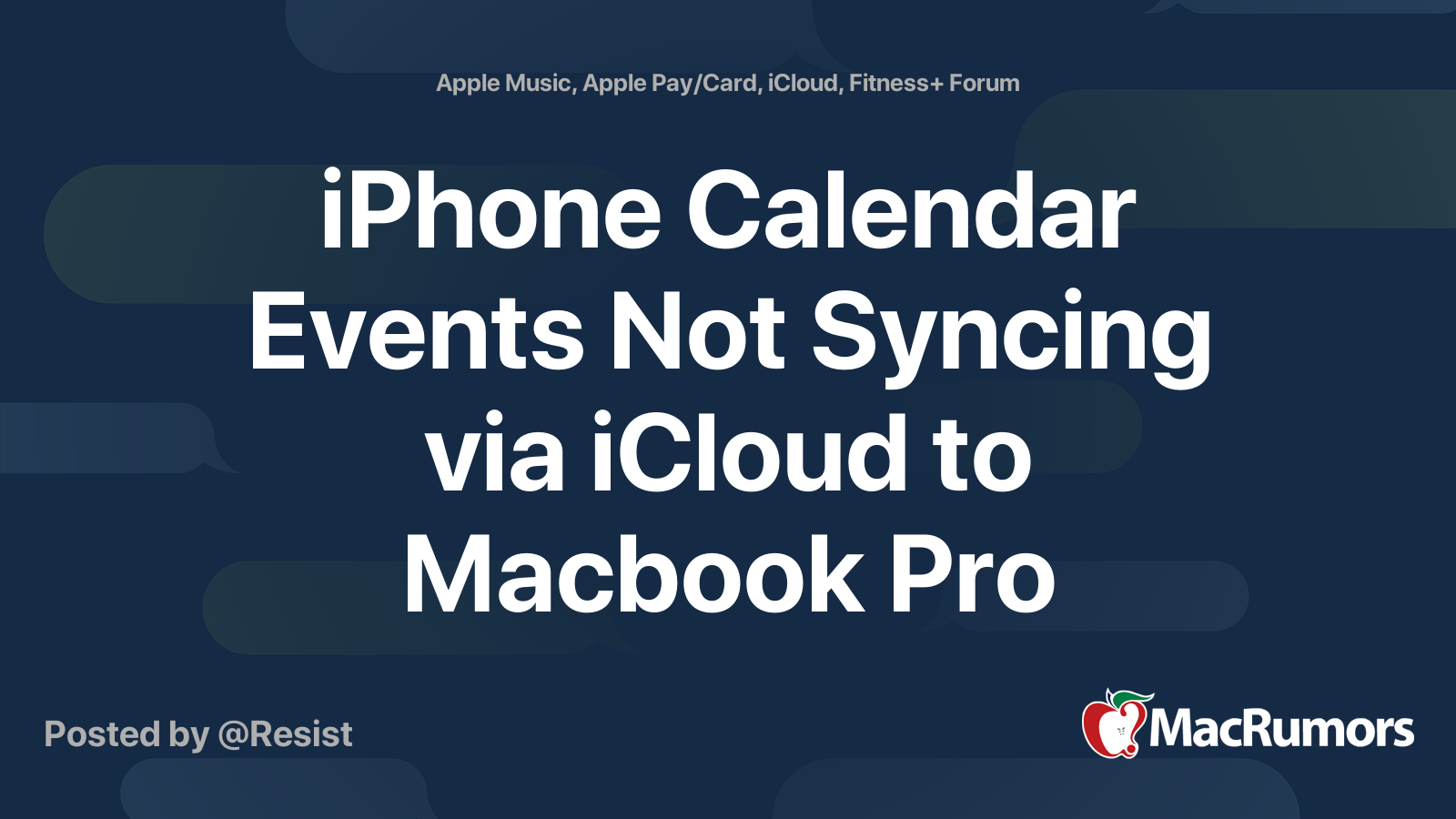 iPhone Calendar Events Not Syncing via iCloud to Macbook Pro