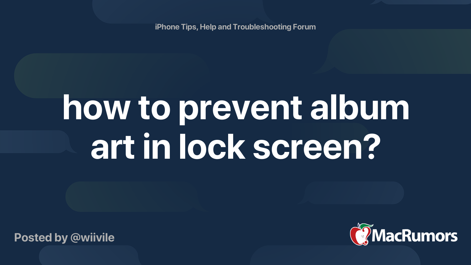 how to prevent album art in lock screen? | MacRumors Forums