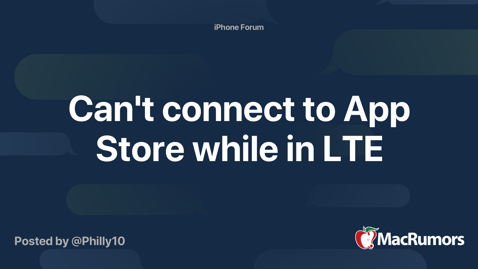 Can't connect to App Store while in LTE MacRumors Forums