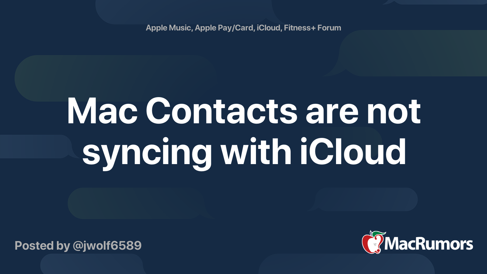 Mac Contacts are not syncing with iCloud | MacRumors Forums