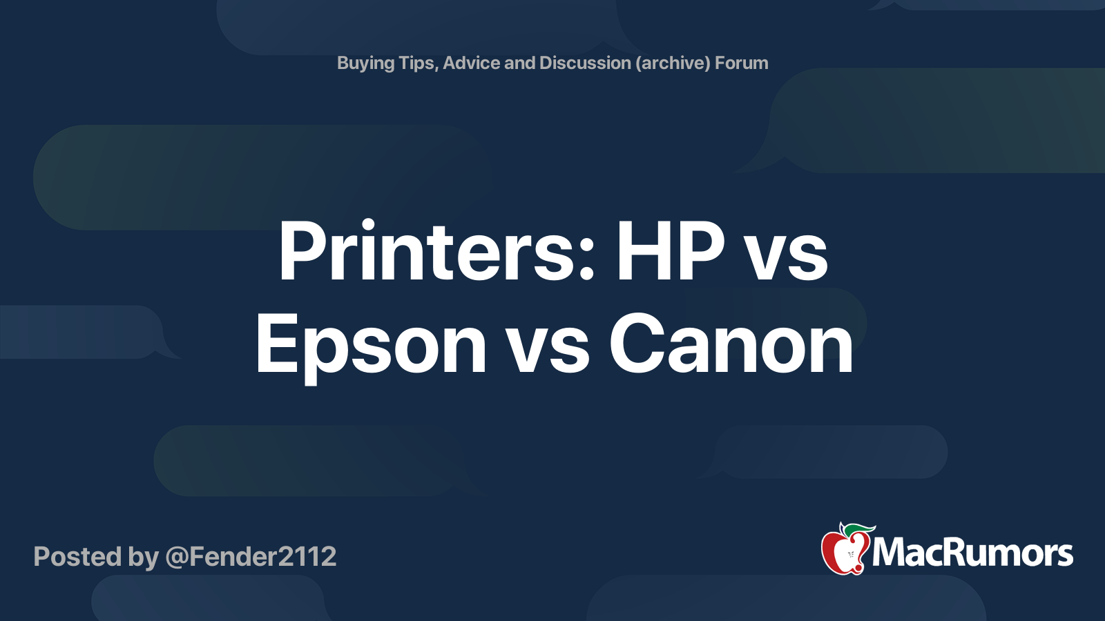 Printers HP vs Epson vs Canon MacRumors Forums