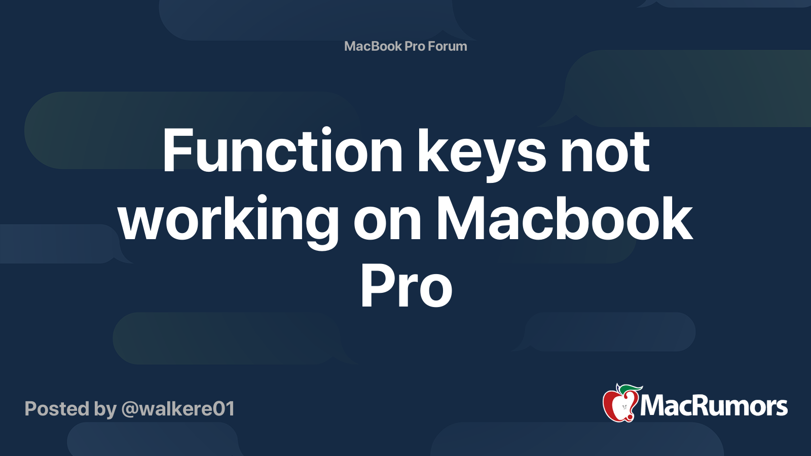 Function Keys Not Working On Macbook Pro Macrumors Forums