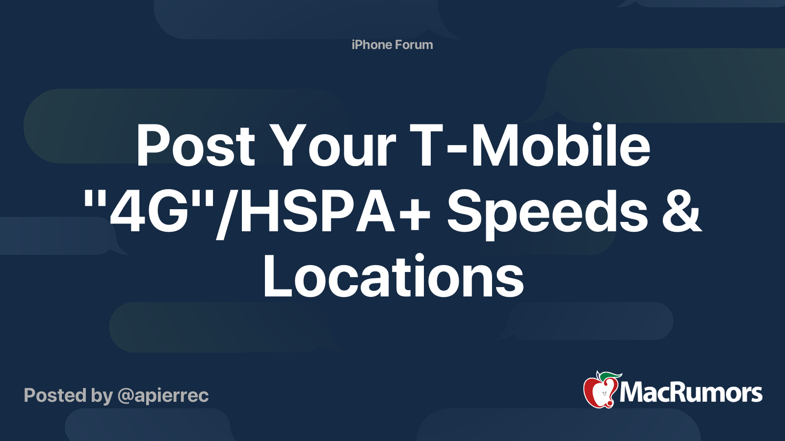 Post Your TMobile "4G"/HSPA+ Speeds & Locations MacRumors Forums