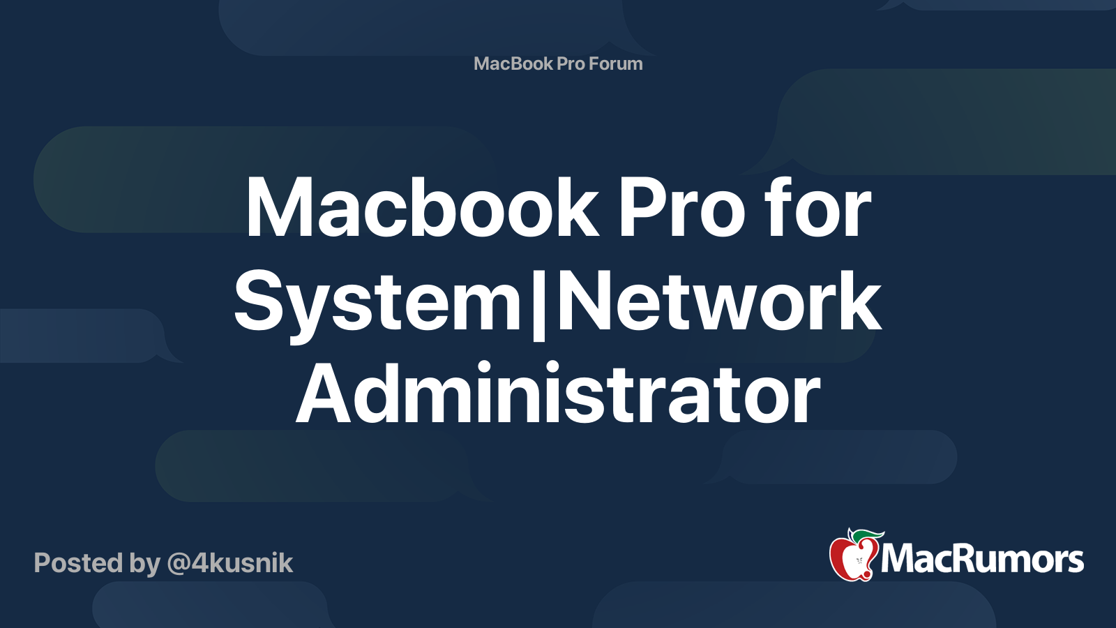 Macbook Pro for Administrator MacRumors Forums