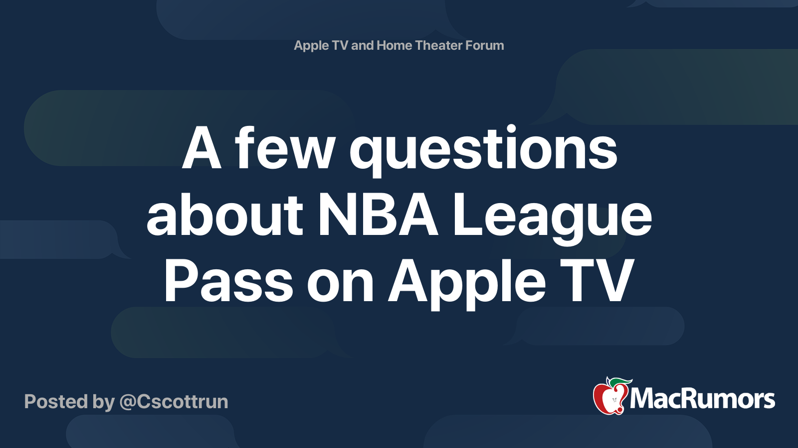 A few questions about League Pass on Apple TV | Forums