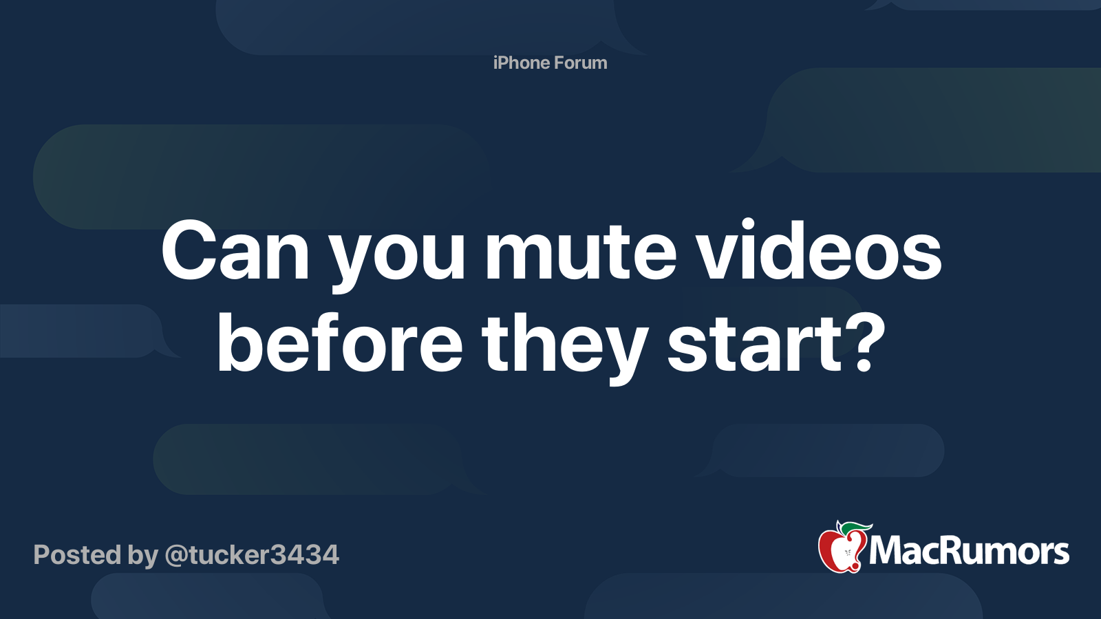 Can you mute videos before they start? MacRumors Forums