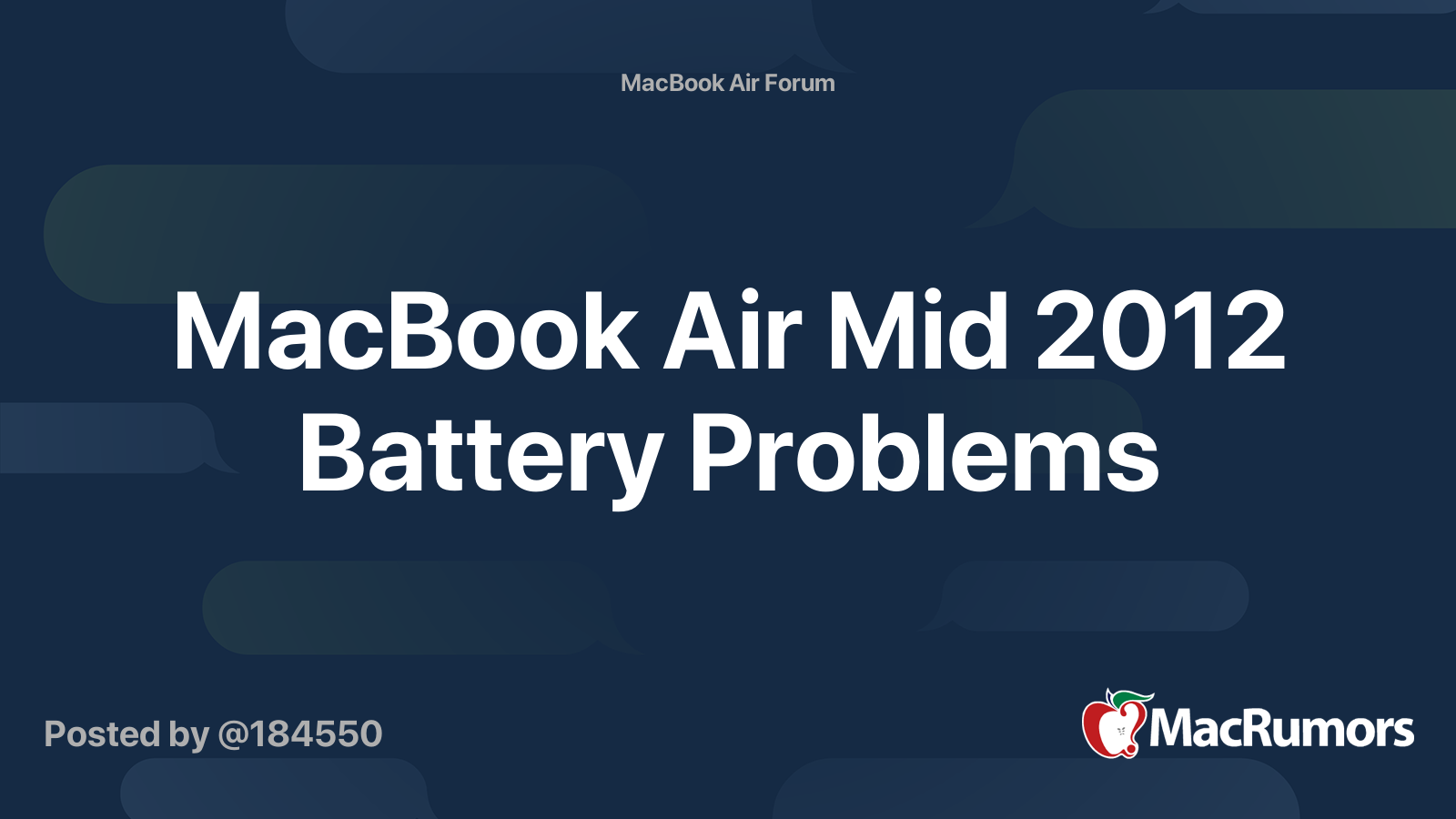 MacBook Air Mid 2012 Battery Problems | MacRumors Forums