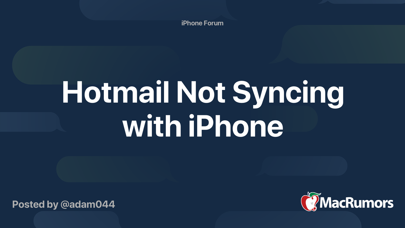 Hotmail Not Syncing with iPhone | MacRumors Forums