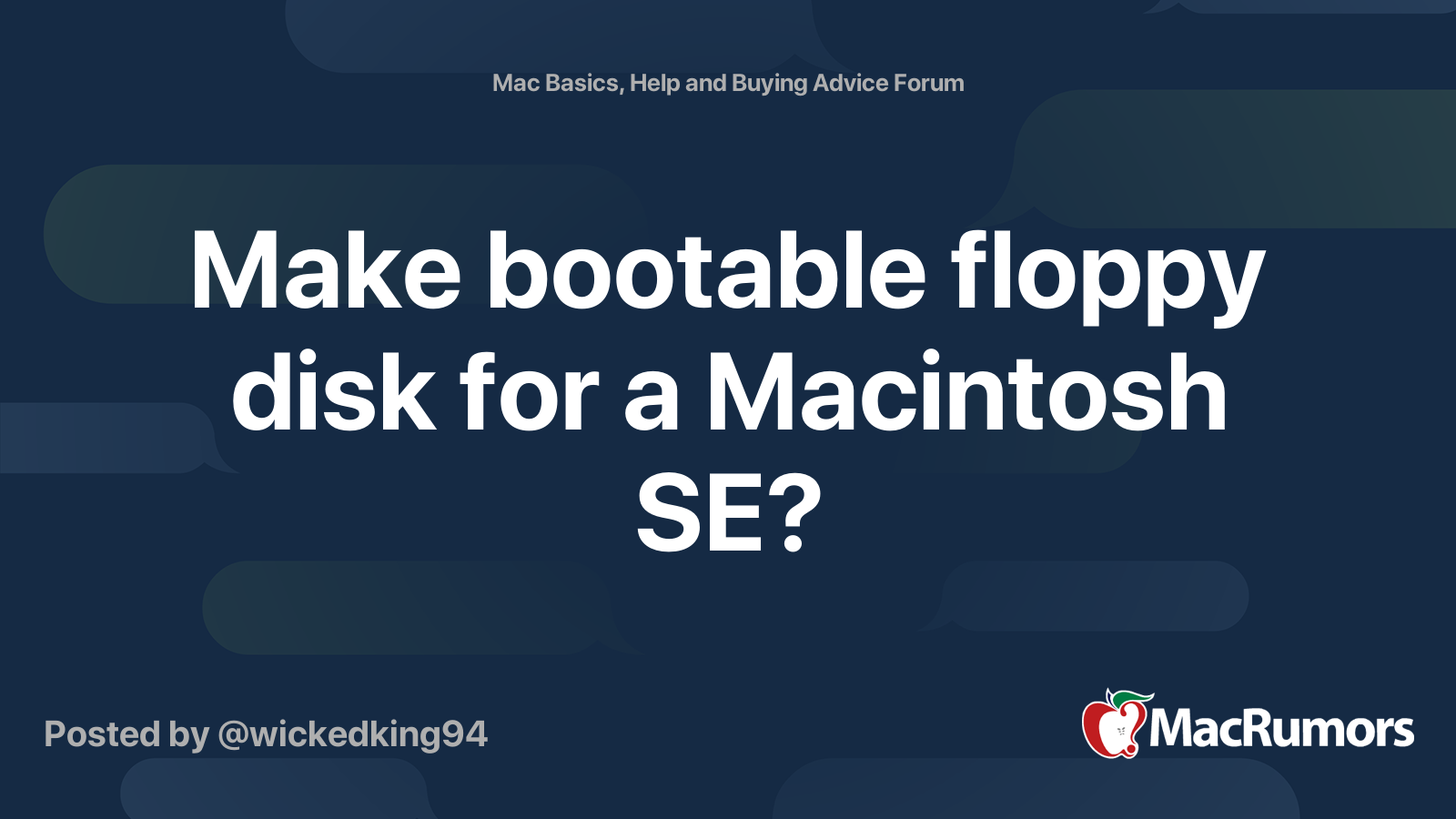 Make bootable floppy disk for a Macintosh SE? MacRumors Forums