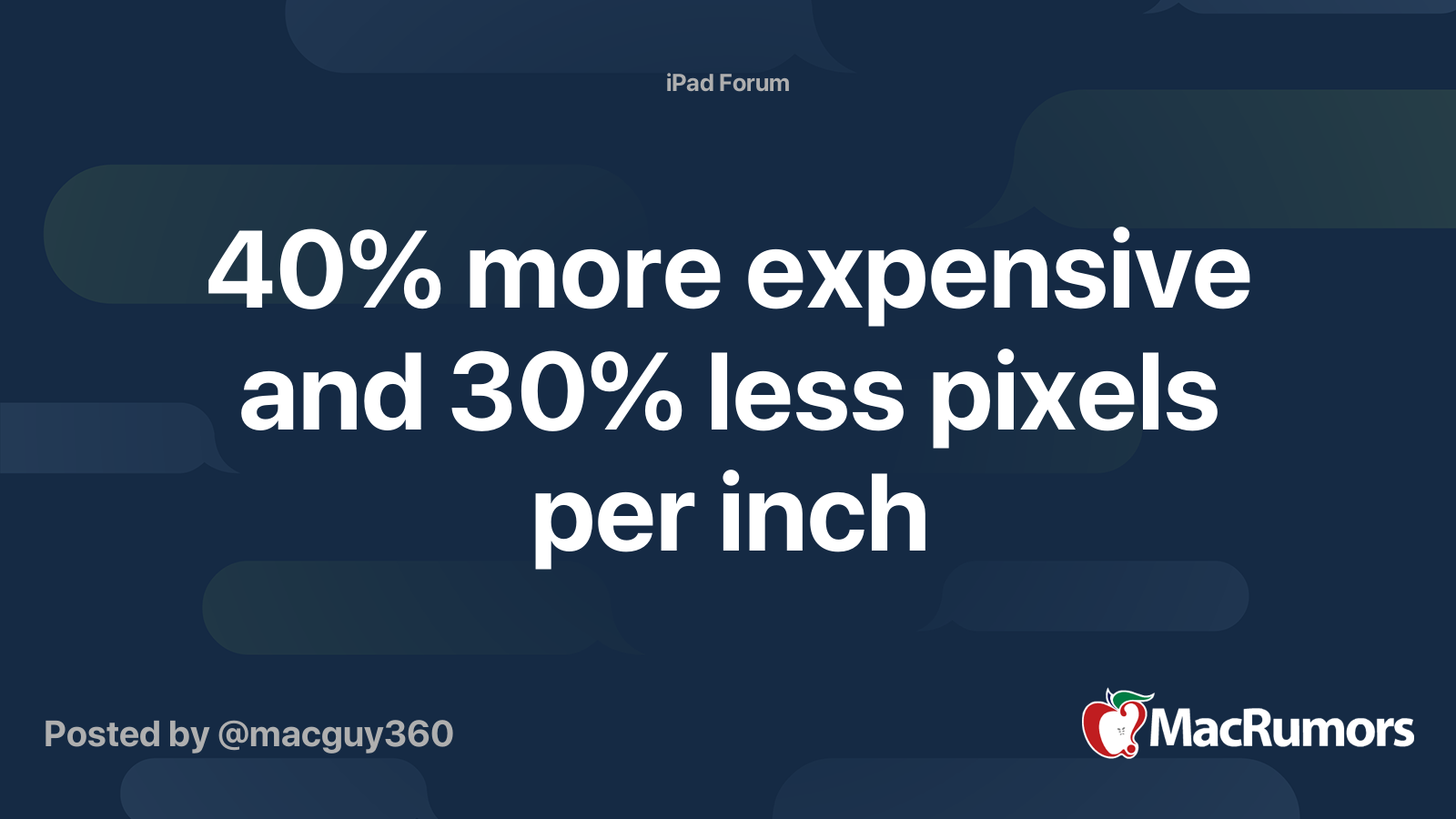 40 More Expensive And 30 Less Pixels Per Inch MacRumors Forums