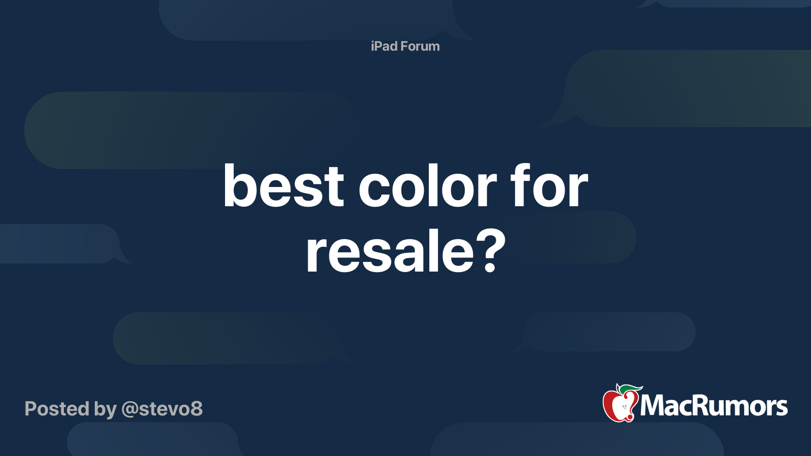 best color for resale? MacRumors Forums