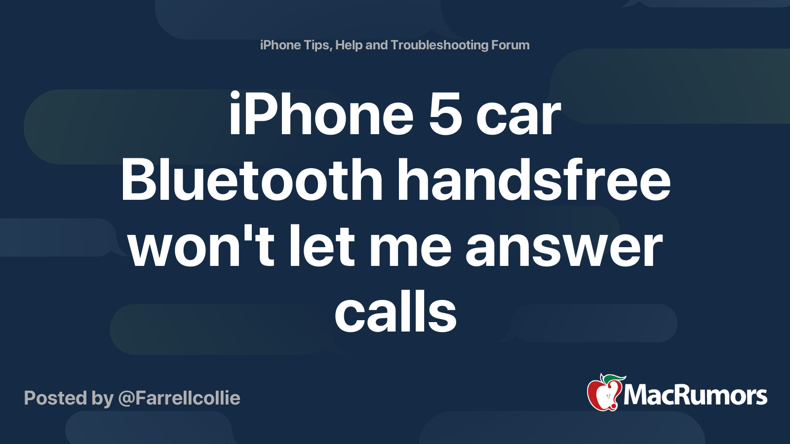 iPhone 5 car Bluetooth handsfree won't let me answer calls MacRumors
