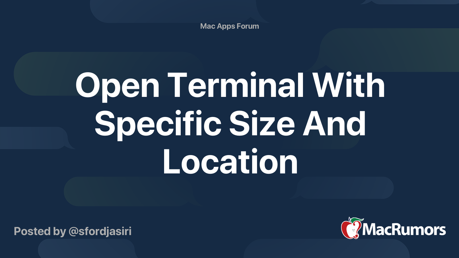 Open Terminal With Specific Size And Location MacRumors Forums
