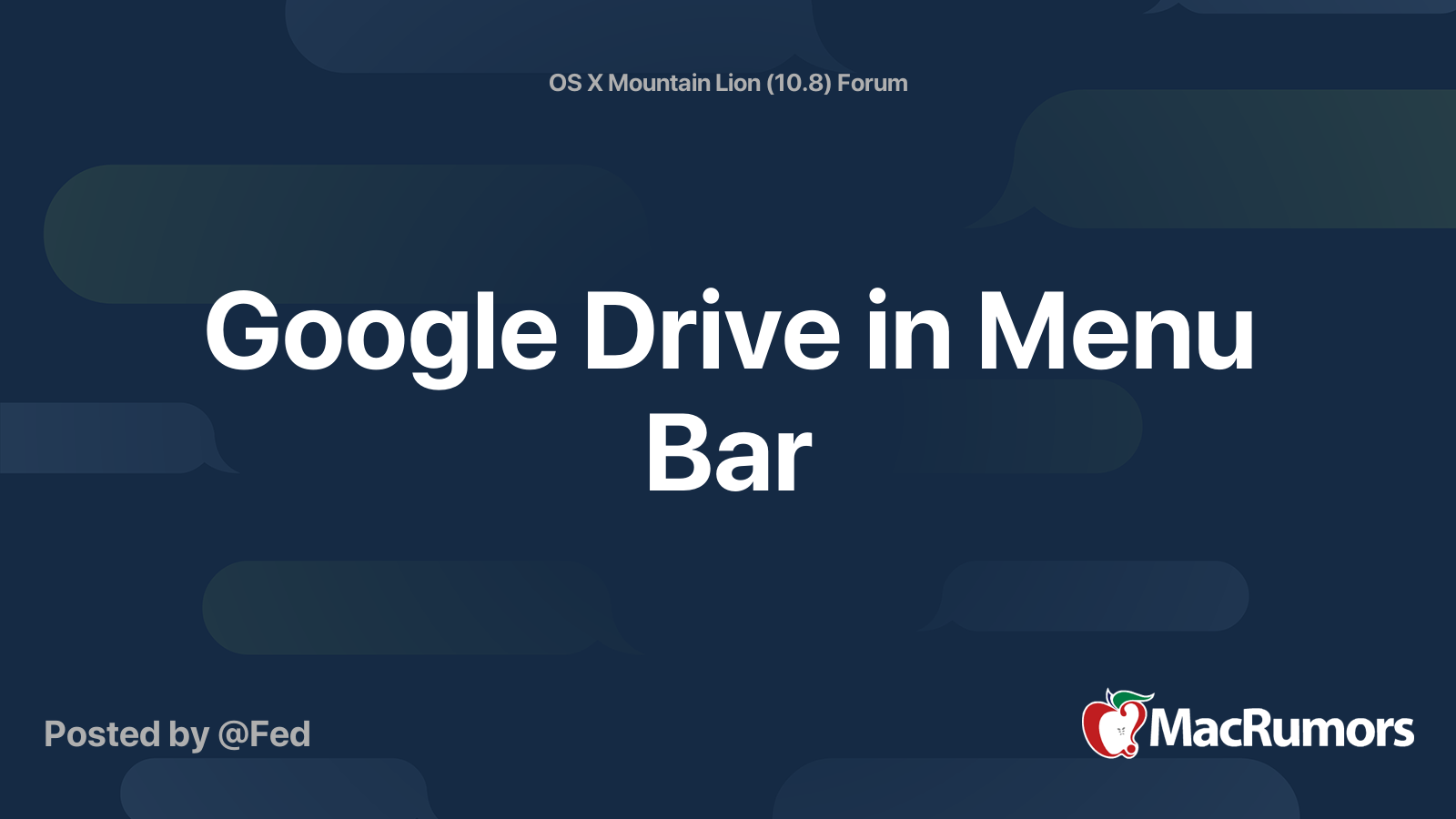 Google Drive in Menu Bar | MacRumors Forums