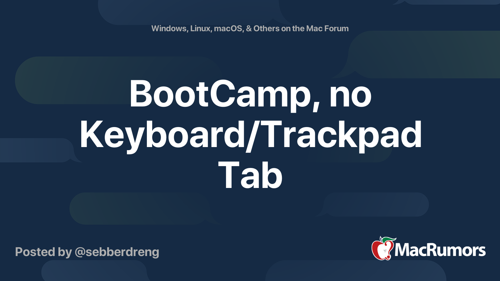 BootCamp, no Keyboard/Trackpad Tab MacRumors Forums