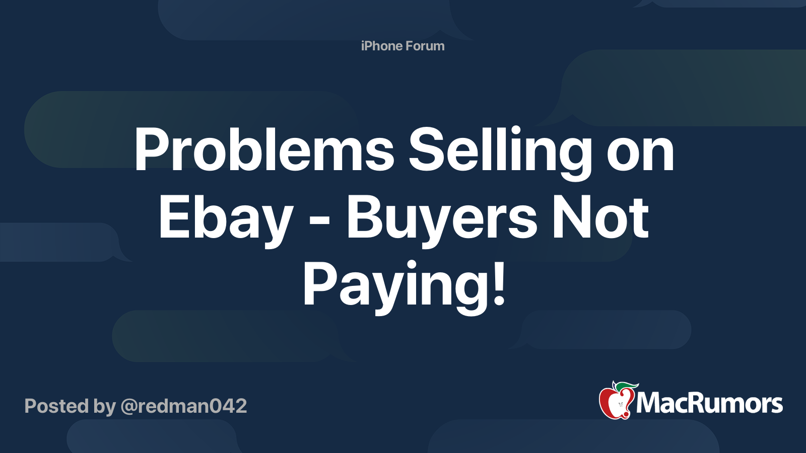 Problems Selling on Ebay Buyers Not Paying! MacRumors Forums