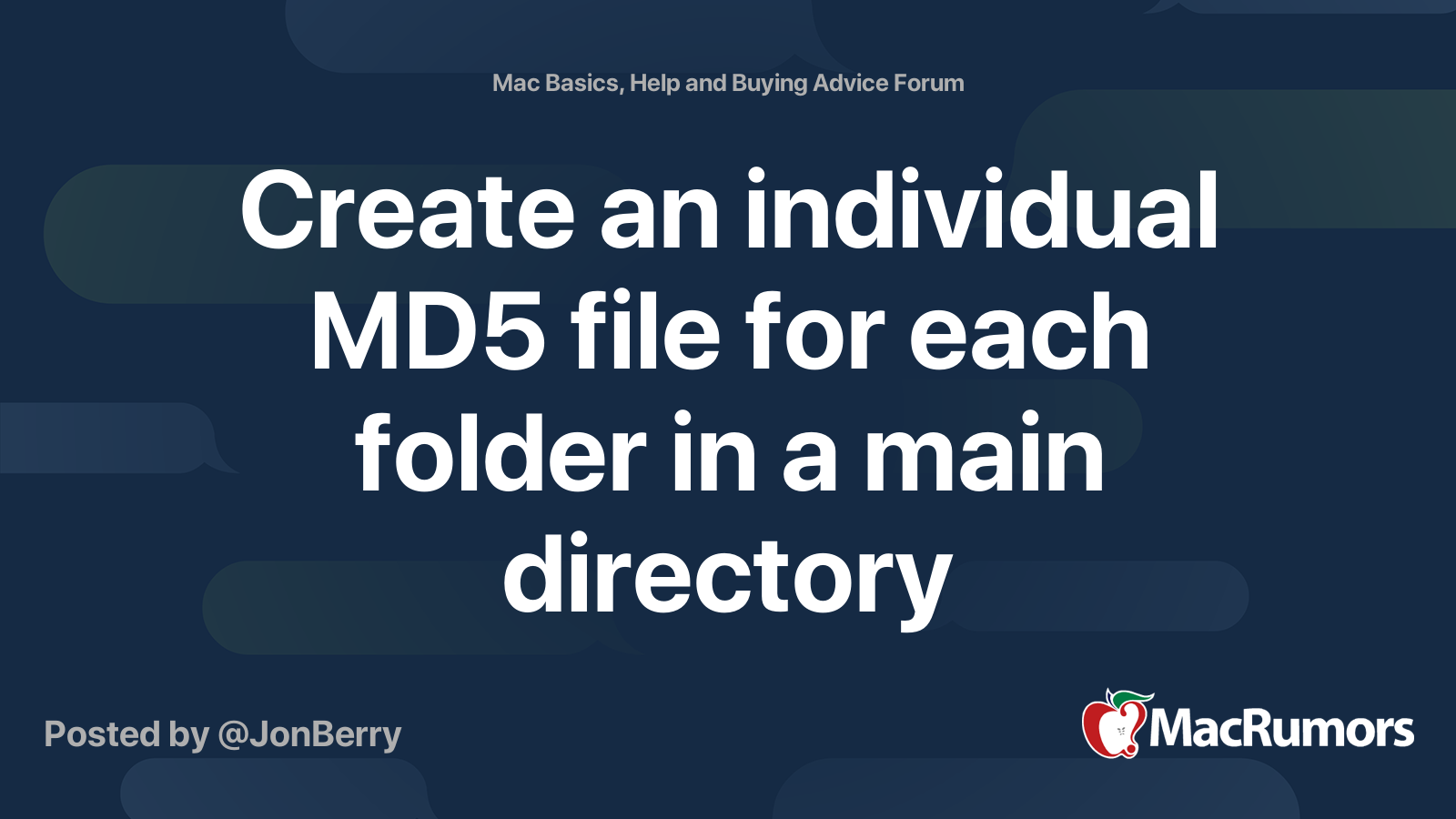 Create an individual MD5 file for each folder in a main directory ...