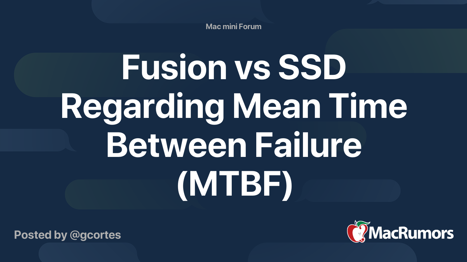 Fusion vs SSD Regarding Mean Time Between Failure (MTBF) MacRumors Forums
