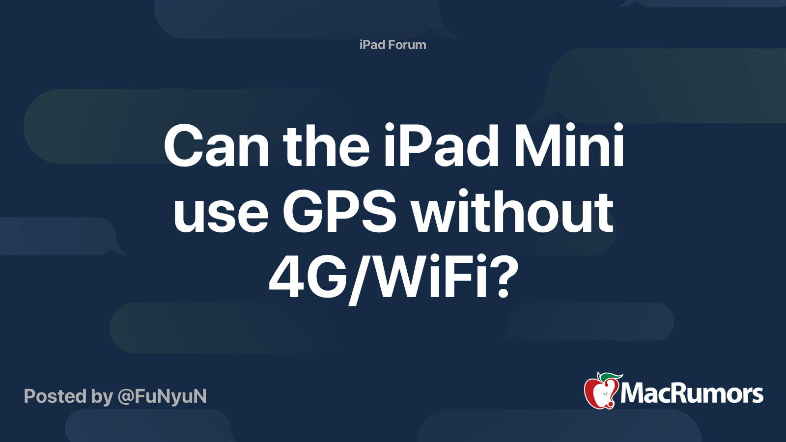 Can the Mini use without 4G/WiFi? | MacRumors Forums