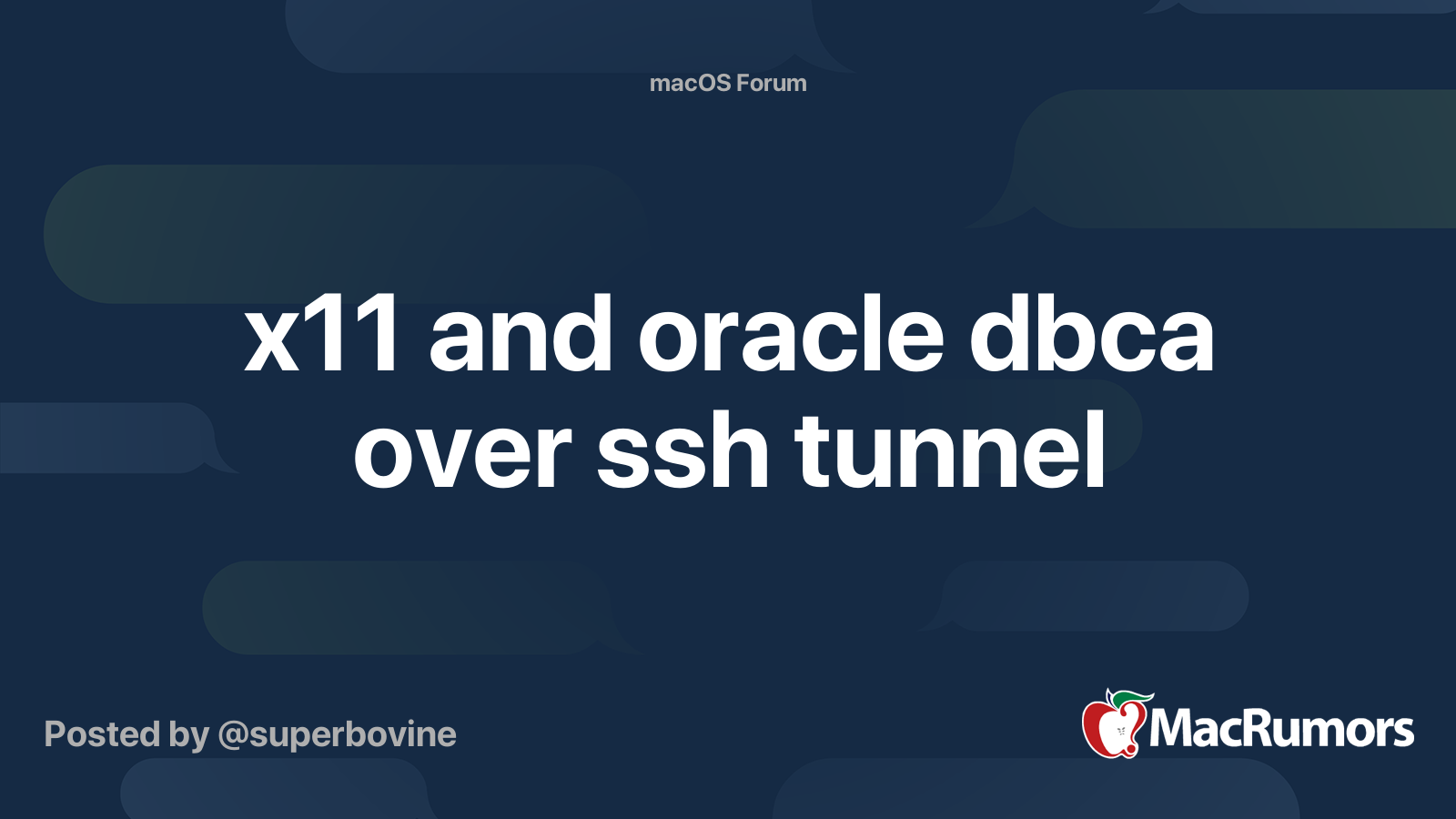 x11 and oracle dbca over ssh tunnel MacRumors Forums