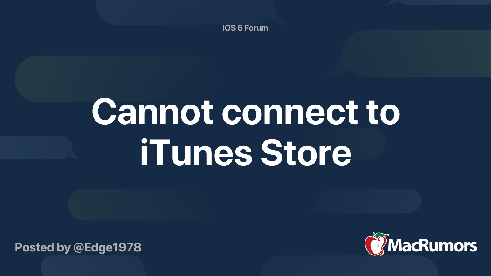 Cannot connect to itunes store macrumors forums