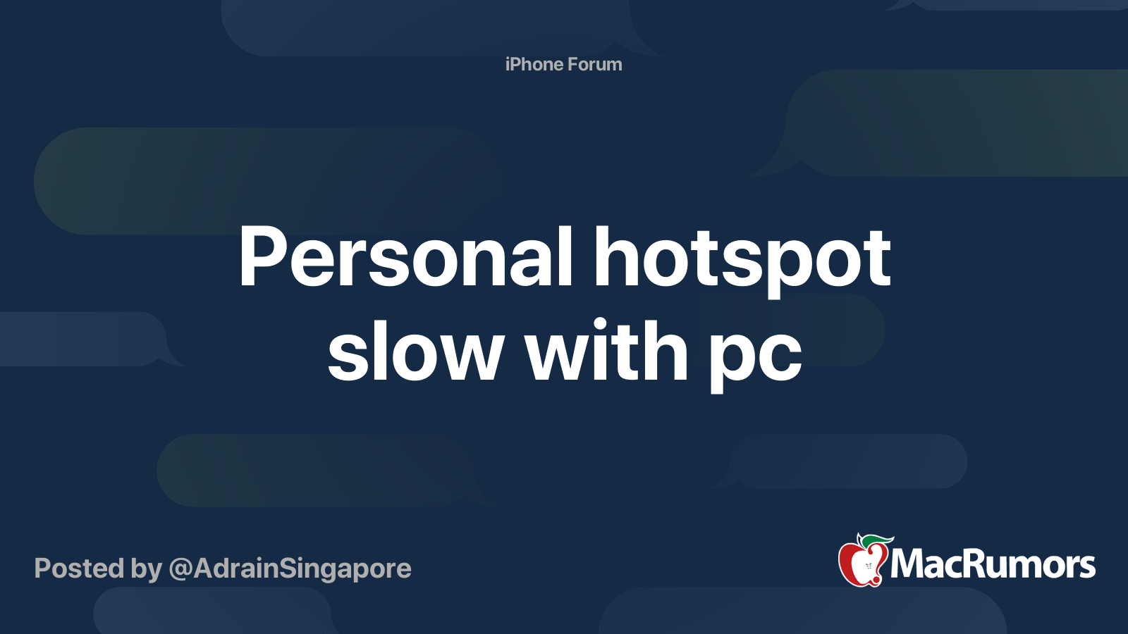 Personal hotspot slow with pc MacRumors Forums