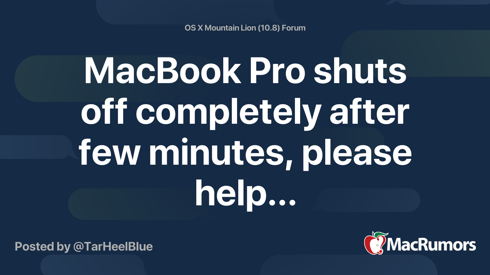 MacBook Pro shuts off completely after few minutes, please help