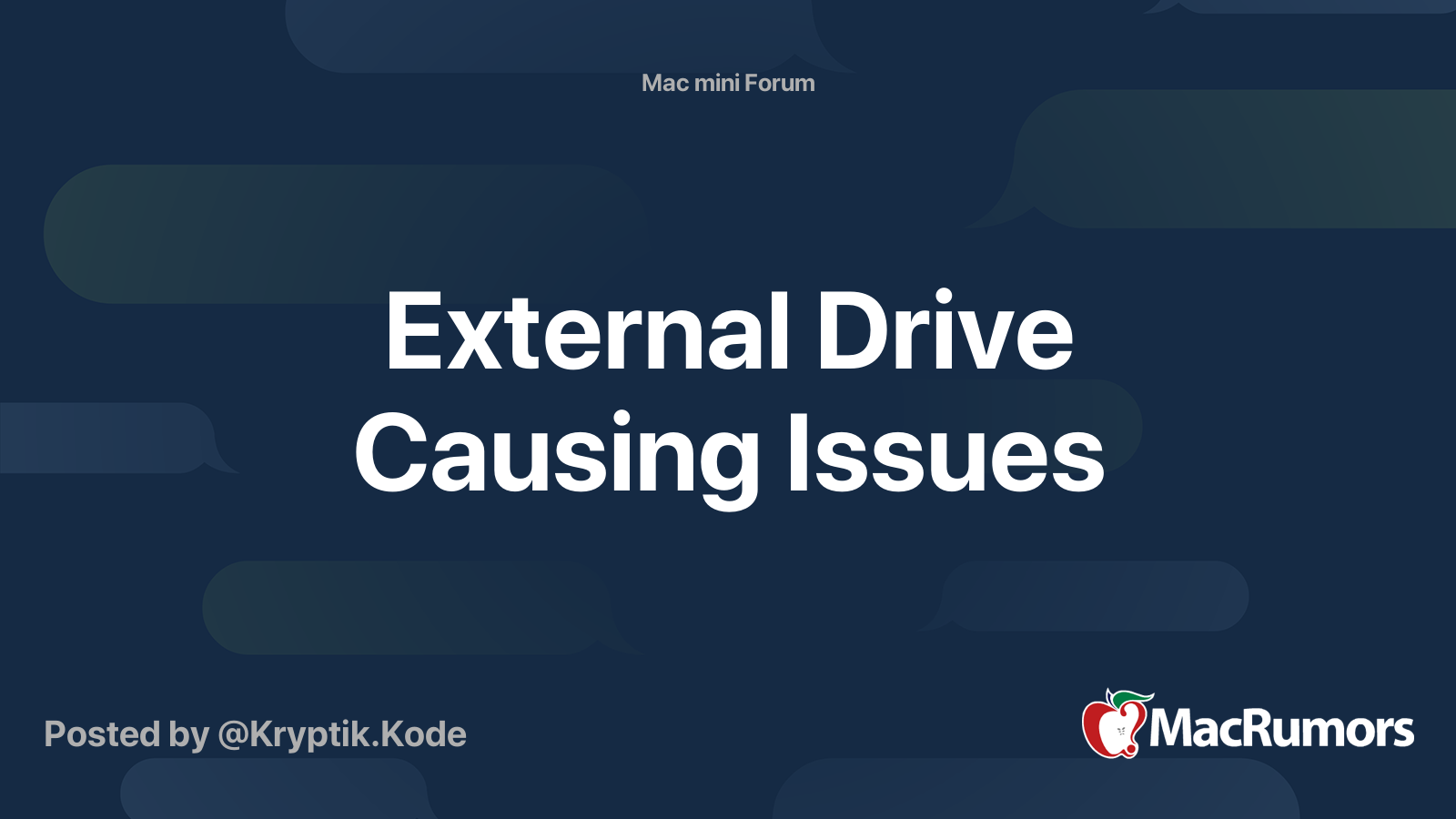 External Drive Causing Issues MacRumors Forums