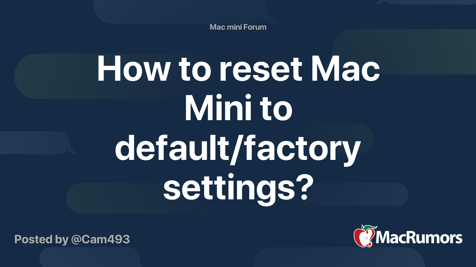 How to reset mac mini to default factory settings macrumors forums