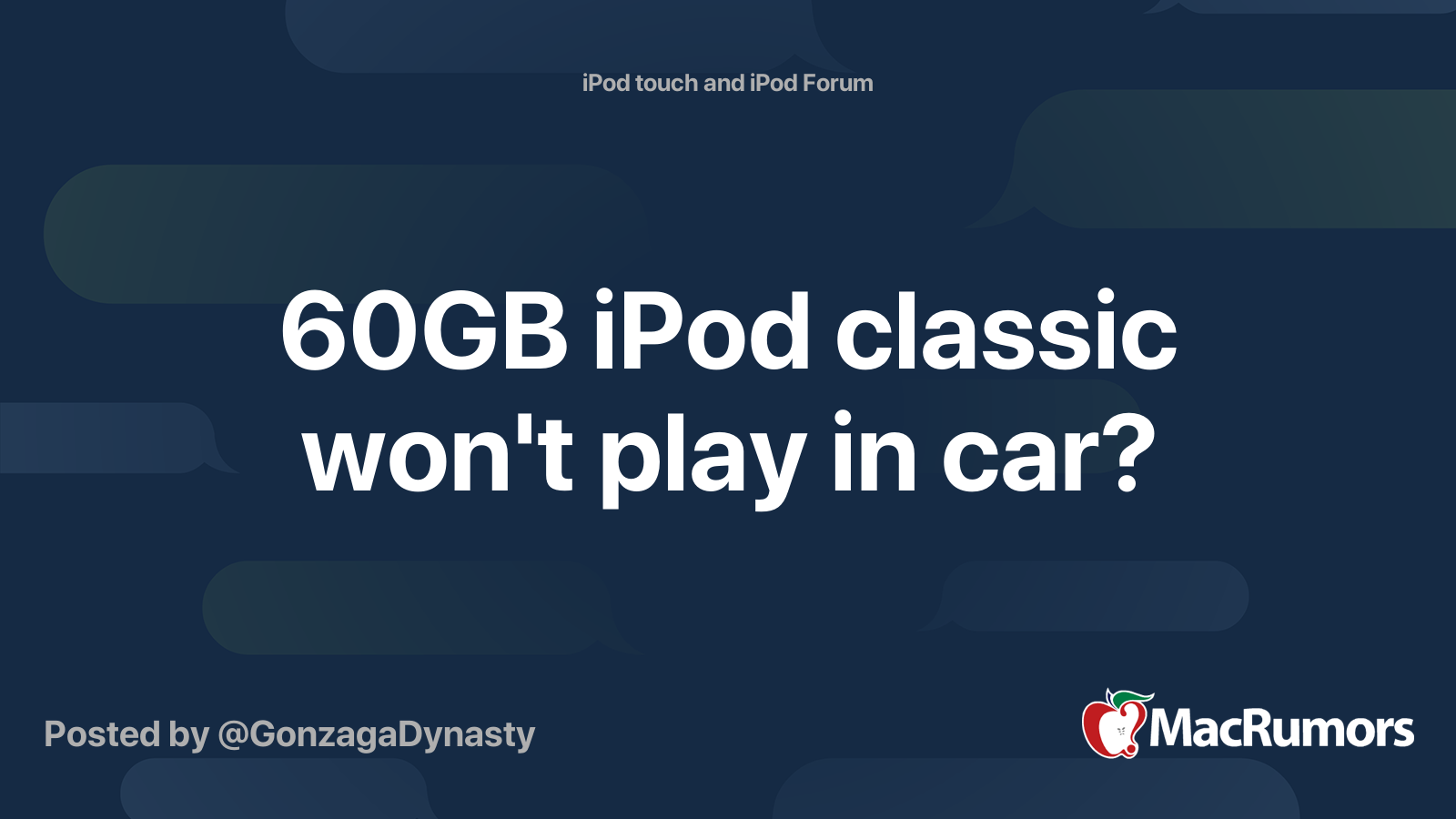 60GB iPod classic won't play in car? MacRumors Forums