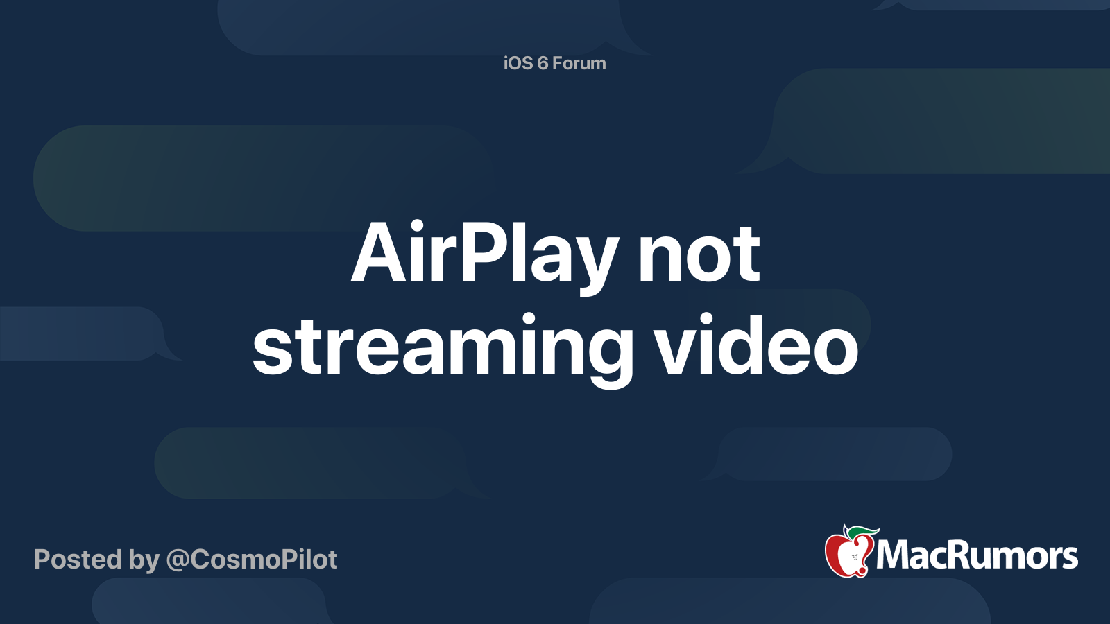 AirPlay not streaming video MacRumors Forums