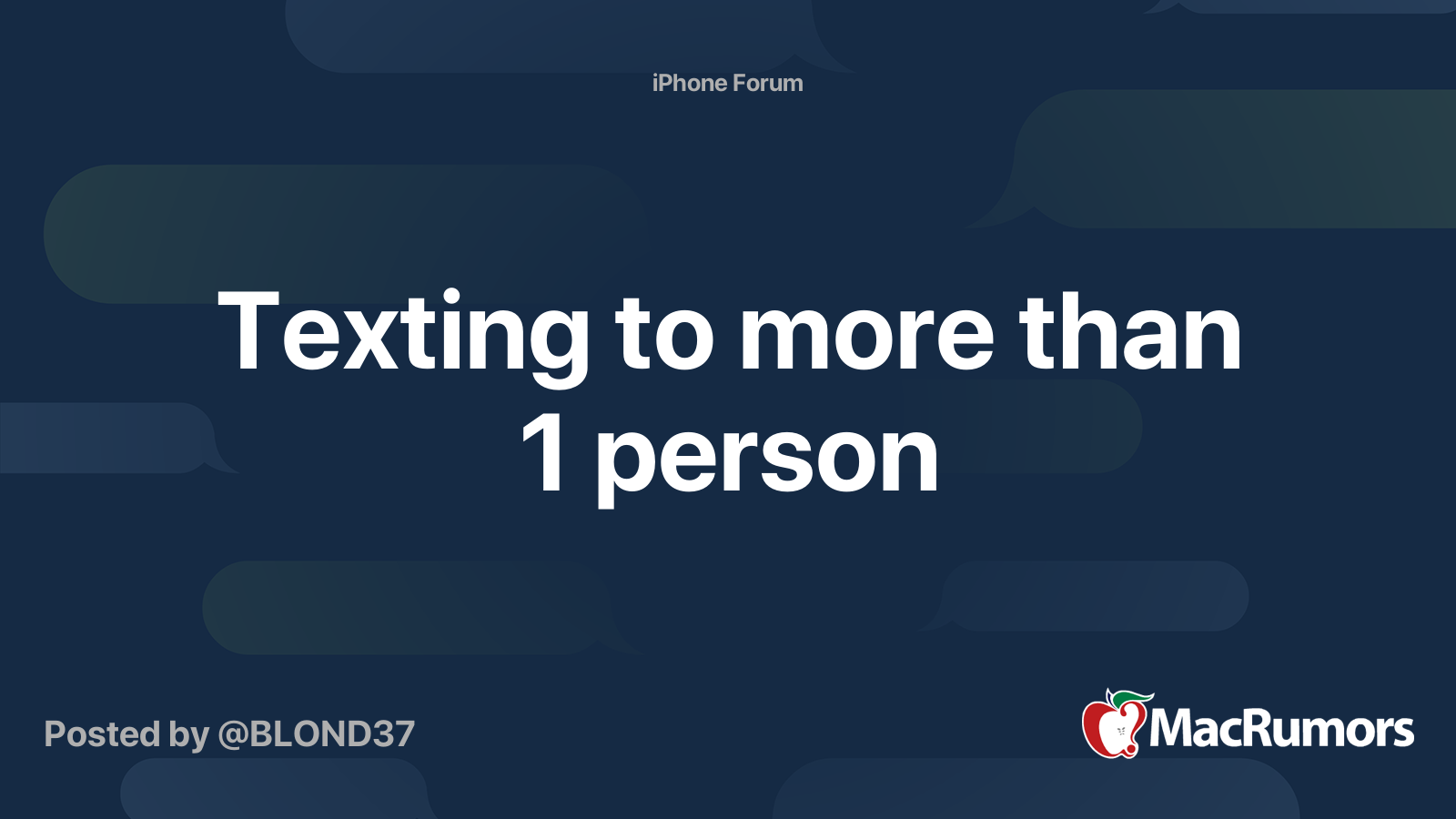 Texting to more than 1 person | MacRumors Forums
