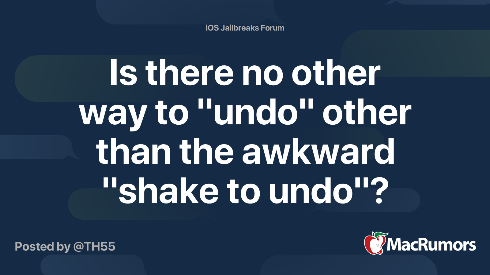 Is There No Other Way To undo Other Than The Awkward shake To Undo