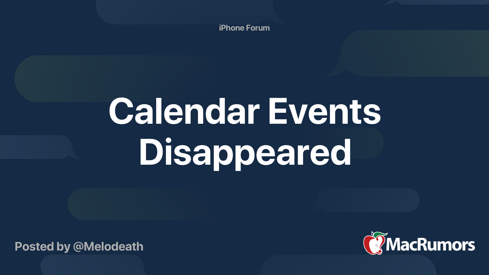 Calendar Events Disappeared MacRumors Forums