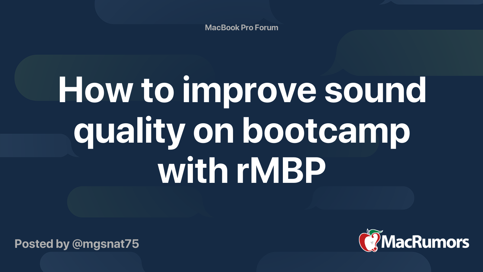 How to improve sound quality on bootcamp with rMBP MacRumors Forums