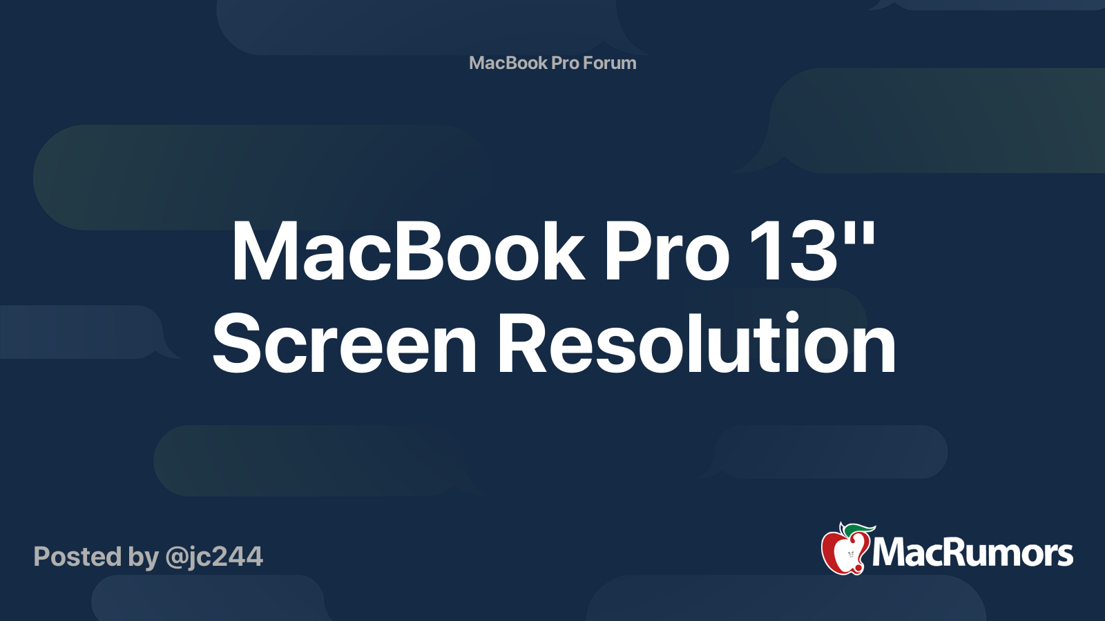 MacBook Pro 13" Screen Resolution MacRumors Forums