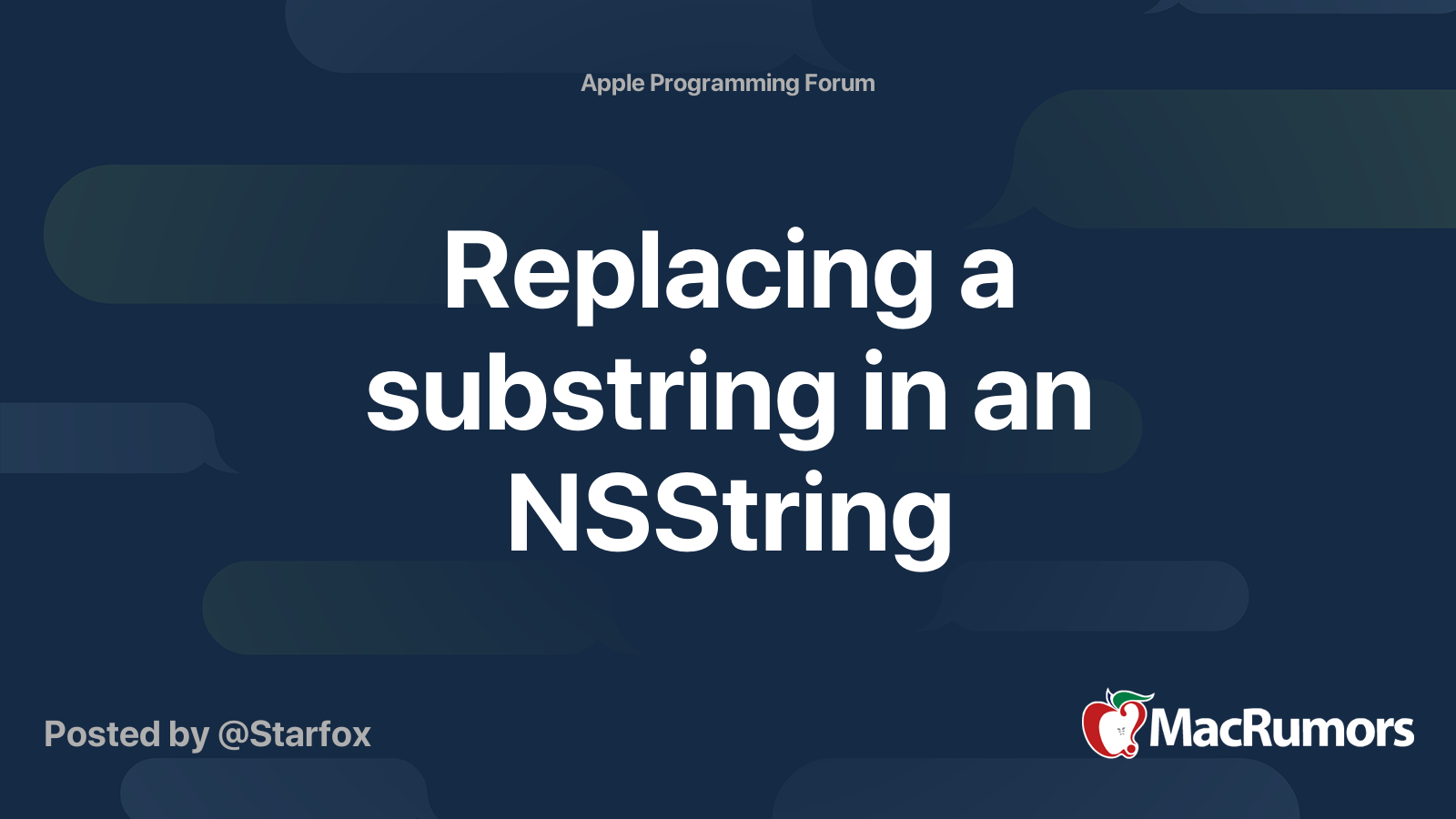 Replacing a substring in an NSString | MacRumors Forums