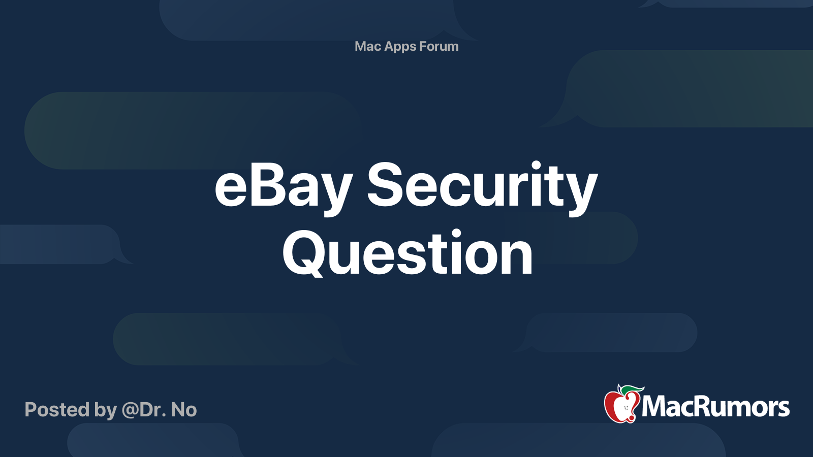 eBay Security Question MacRumors Forums