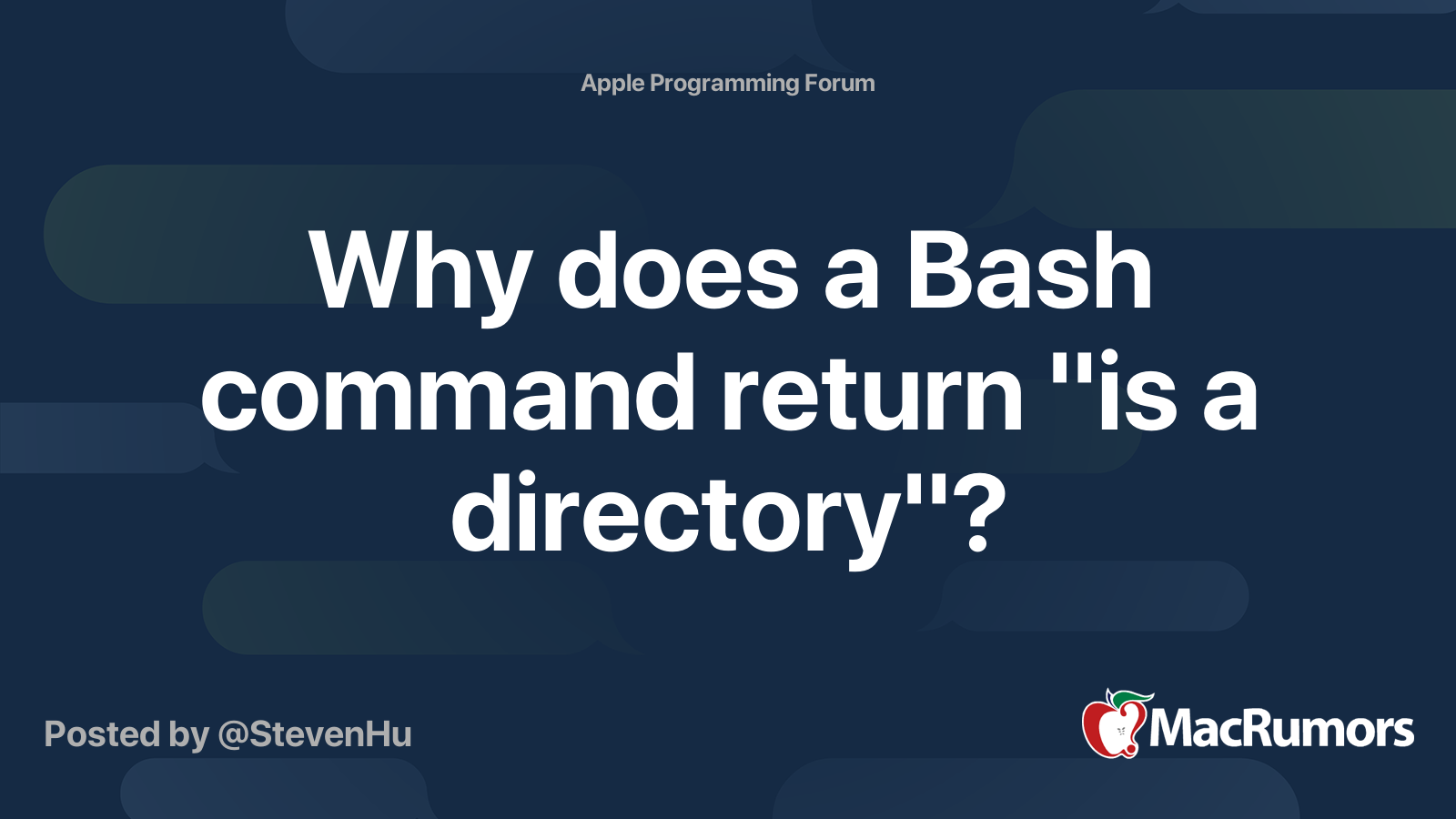 Why does a bash command return is a directory macrumors forums