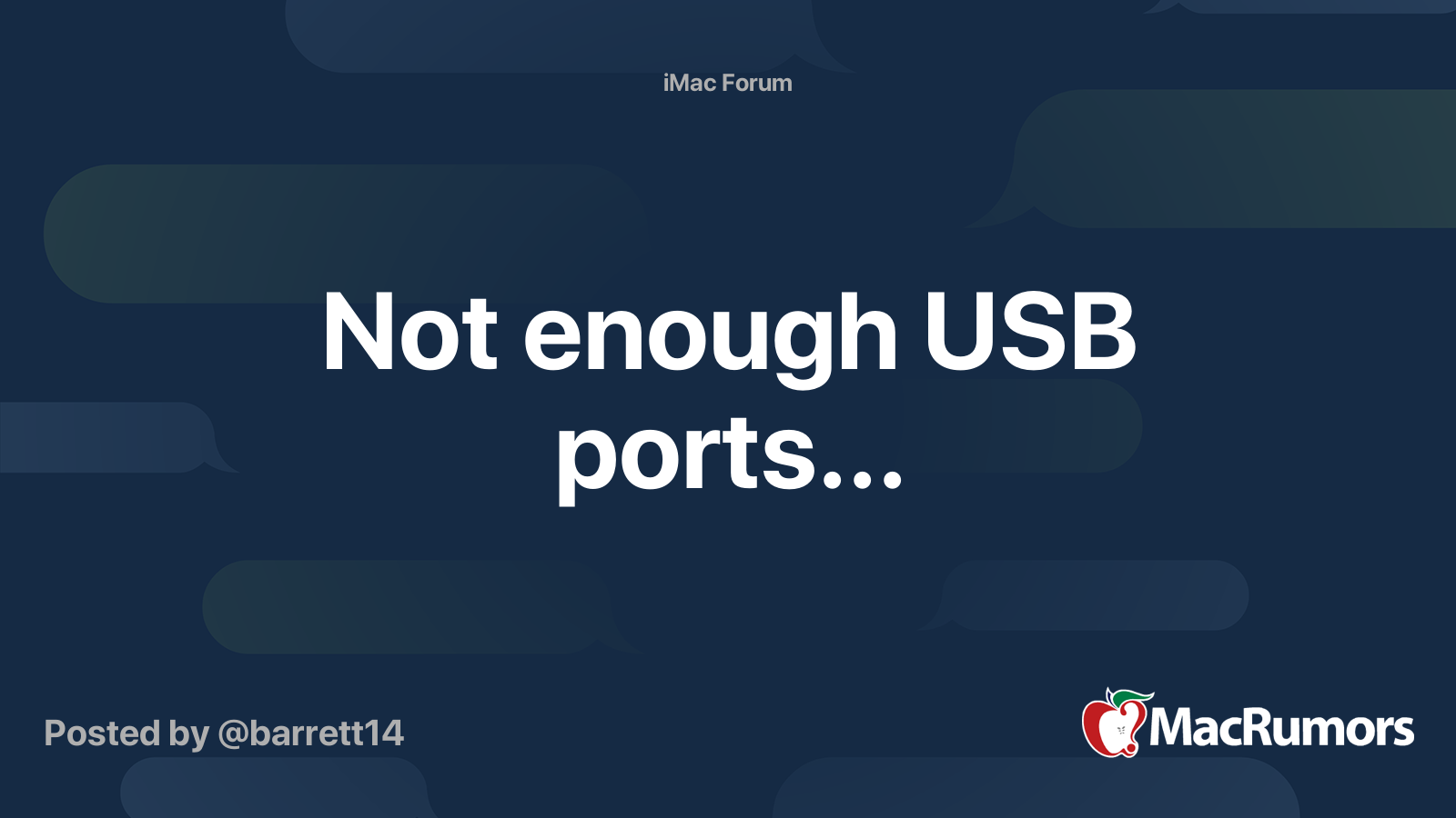 Not enough USB ports... MacRumors Forums