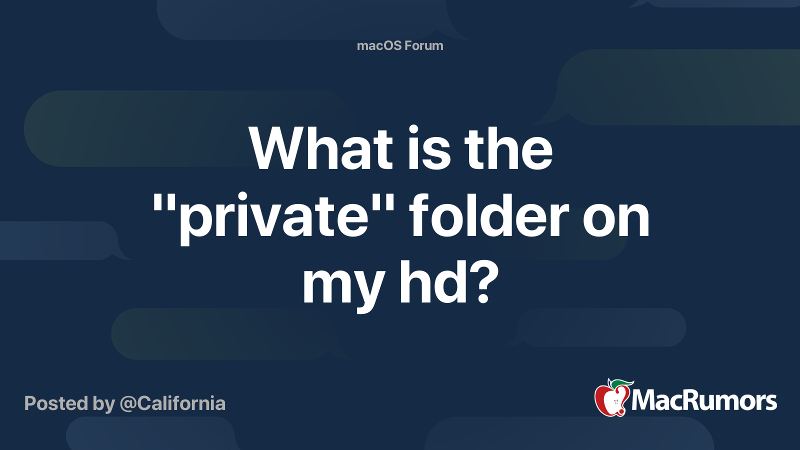 What is the "private" folder on my hd? MacRumors Forums