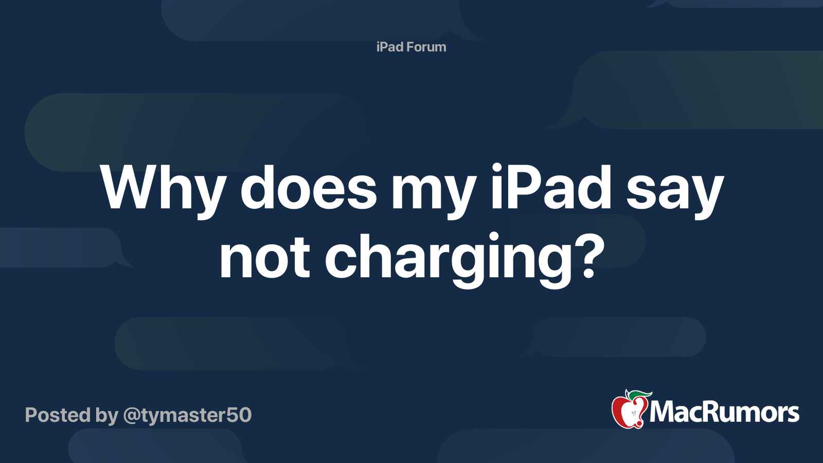 Why does my ipad say not charging macrumors forums
