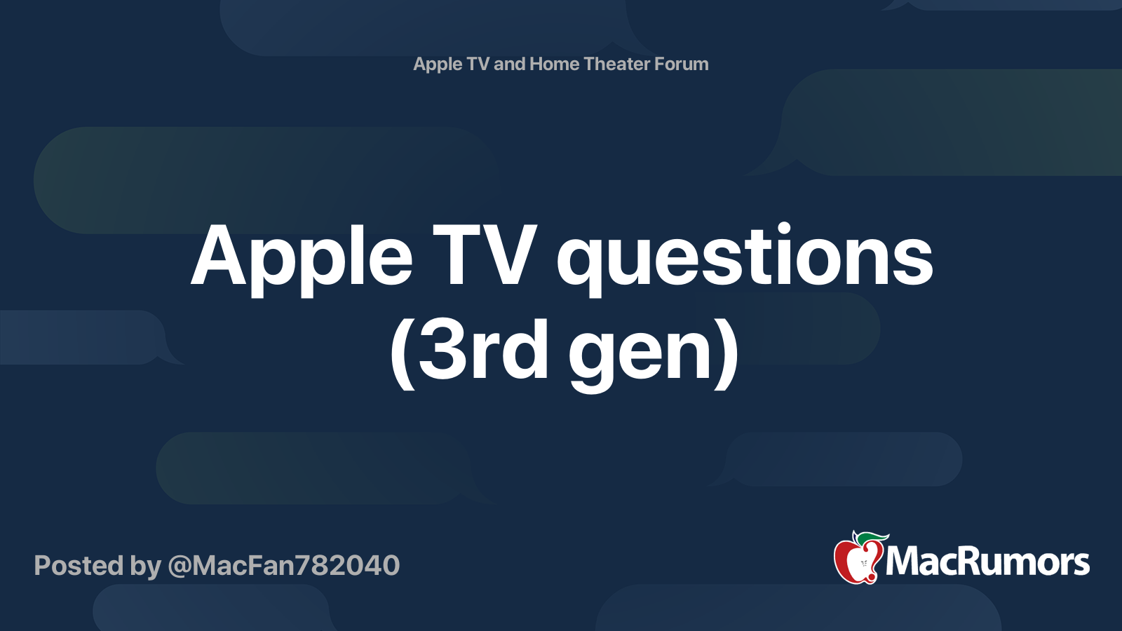 Apple TV questions (3rd gen) MacRumors Forums