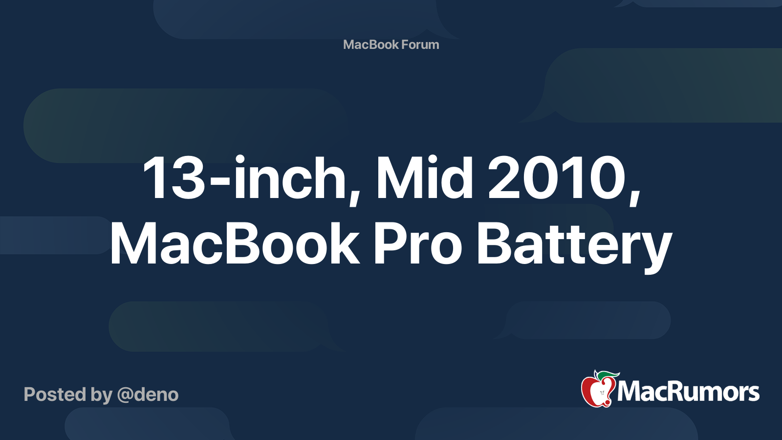 13 Inch Mid 10 Macbook Pro Battery Macrumors Forums