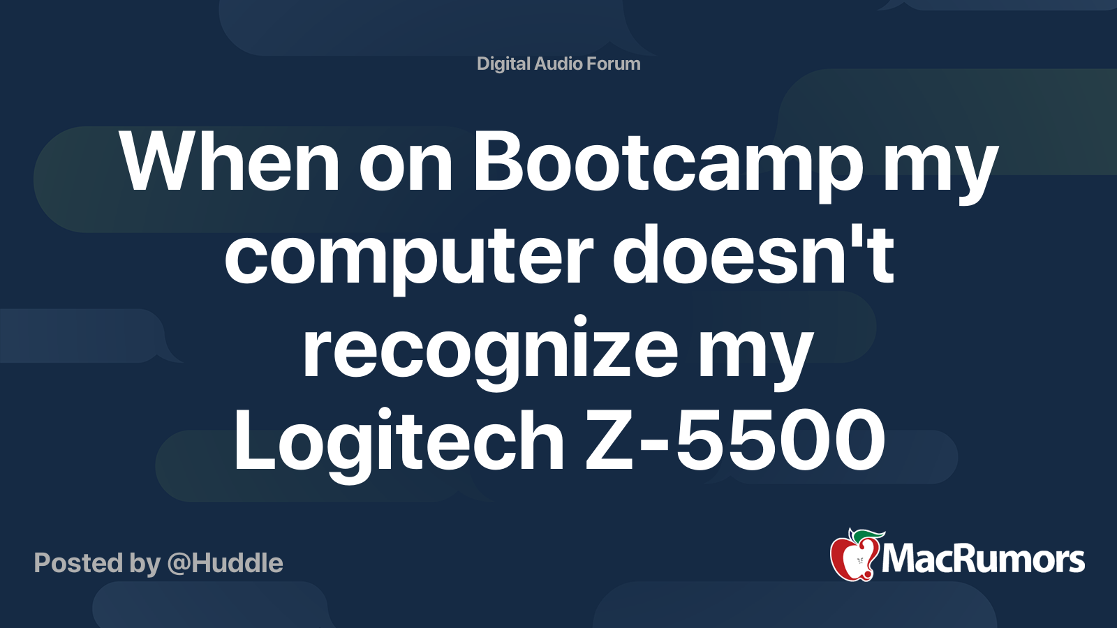 When on Bootcamp my computer doesn't recognize my Logitech Z5500