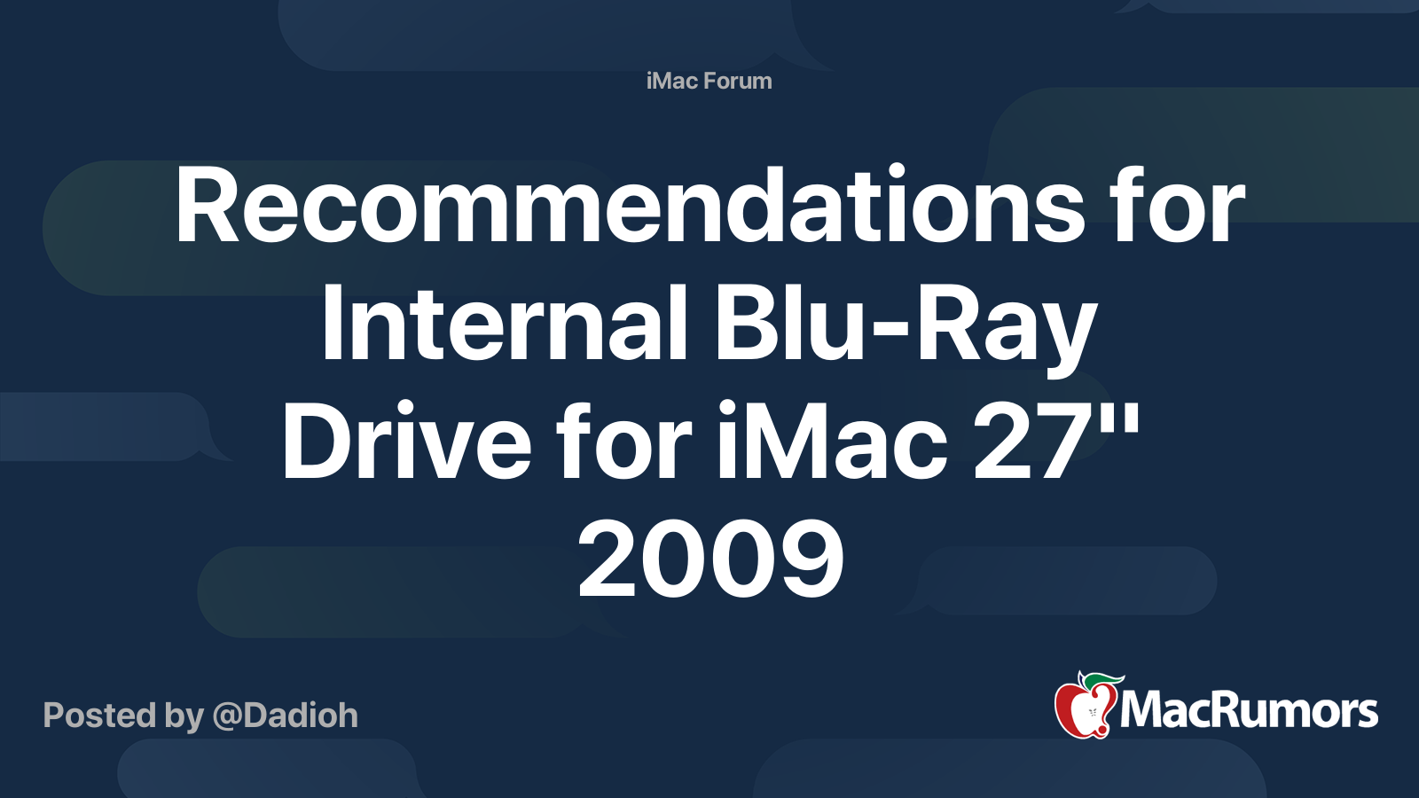 for Internal BluRay Drive for iMac 27" 2009